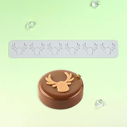 mostsom 3D Hollow Out Lace Mold Silicone Christmas Deer Head Shape Fondant Molds Chocolate Mould for Cake Pastry Decor Baking Gumpastes Moulds Decoration (N_ Deer Head)