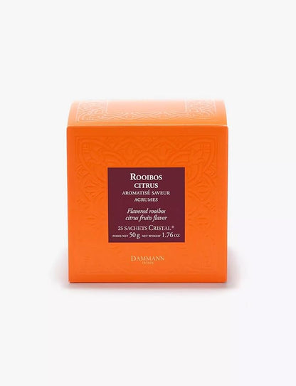 Dammann Freres Sachets, Rooibus Citrus Tea Bags, Premium Gourmet French Tea, Blend Lemon, Clementine, Orange Flavors, 25 Count (Single Pack)