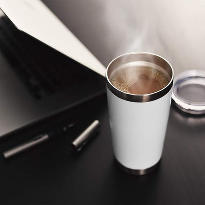 DOMICARE 20oz Stainless Steel Tumbler Bulk with Lid, Double Wall Vacuum Insulated Travel Mug, Powder Coated Coffee Cup, Powder White, 4 Pack
