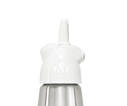 iSi North America Easy Whip Plus (1 Pt) - Cream Whipper with Stainless Steel Bottle, Easy to Use for Homemade Flavored Toppings, Desserts, Sauces - Compact Kitchen Tool, Great for Beginners (White)