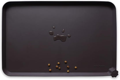 Hoki Found X-Large Silicone Non-Slip Pet Feeding Mats - Waterproof, Ideal for Dogs, Cats & Carpets - Dark Oak