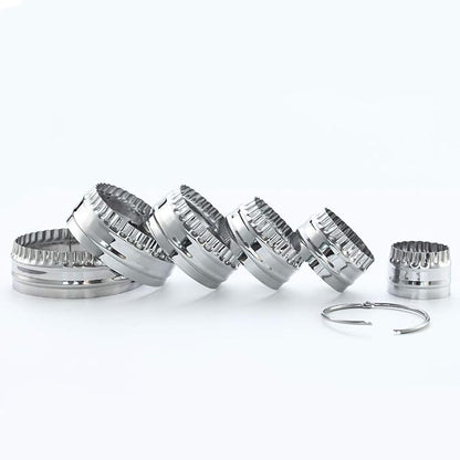 Fluted Cookie Cutters- Round Biscuit Cutters Set of 6 Pieces, Double Sided Fluted and Plain Edge Cookie Cutters, Stainless Steel