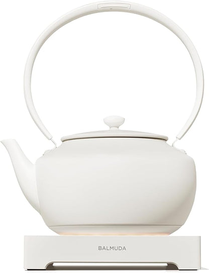 BALMUDA MoonKettle | Electric Kettle with Temp Control (122°F - 212°F) | HOLD & Keep Warm | 900ml (30 fl oz) | Soothing Ambient Light & Sound | Precision Pour Spout | White