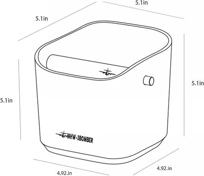 MHW-3BOMBER Coffee Knock Box Mini Espresso knock box Square Non-Slip With Removable Knock Bar (White Set, 1.2L)