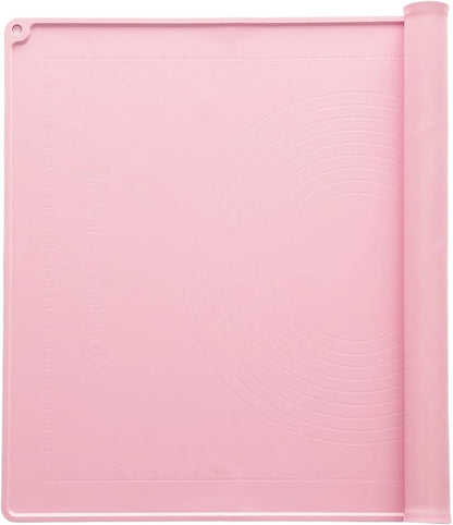 uxcell Silicone Pastry Mat, 27.5" x 19.7" Silicone Baking Mat with Measurements, Non-Stick Dough Rolling Mat for Making Pastry Cookies Bread Pizza Pink