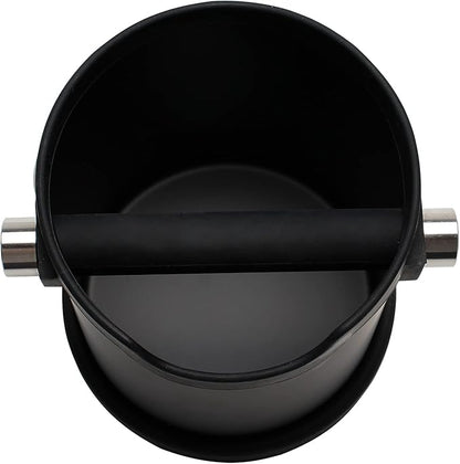 Espresso Knock Box, Capacity 60.8oz/1800ML Stainless Steel Coffee Grounds Container Waste Bin Coffee Tools for Barista and Non-slip Base (Black)