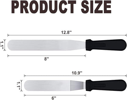 6" Small Angled+8” Straight Icing Spatula,Lmoszuak Professional food grade stainless steel cake spatula,with Sturdy & Durable Handle Spatula,Frosting smoother spatulas for cake decorating,Baking.