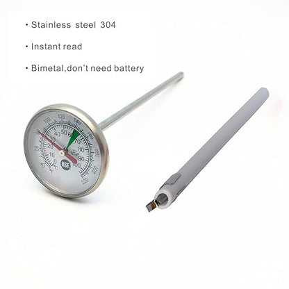 1 3/8 Inch Dial Milk Coffee Food Thermometer with Clip,Best Instant Read Thermometer for The Coffee Drinks,Chocolate Milk Foam,Meat Cooking