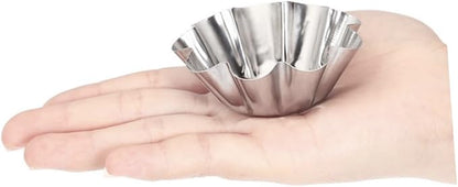 Mikinona 12pcs Non- Stick Tart Pans Tart Mould Egg Tart Molds Stainless Steel Tart Baking Mold Oven Pans Nonstick Bakeware Cupcake Wrapper Egg Tart Baking Cups Tart Tin Mini Non Stick Pan