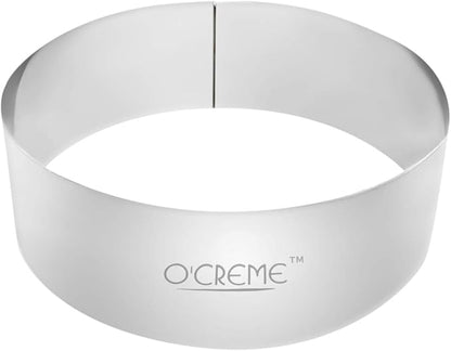 O'CREME Cake Ring Sturdy Stainless Steel Round Mousse Cake Ring Mold for Baking, Dessert Cake Decorating Pastry Rings 6 Inch Diameter x 2 Inch High