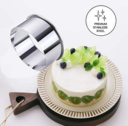 9 Pieces Stainless Steel Cookie Cutter Set Biscuit Plain Edge Round Cutters Metal Ring Baking Molds