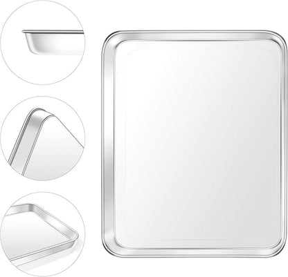 Baking Sheet with Rack Set, Yododo Set of 4 (2 Sheets + 2 Racks), Stainless Steel Cookie Sheet Baking Pan Tray with Cooling Rack, Non Toxic & Heavy Duty & Easy Clean - Size of 16 inch