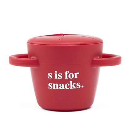 Snack Cups for Toddlers by Bella Tunno, Silicone Spill Proof Food Container with Lid, Babies & Kids 6-12 Months, S is for Snacks