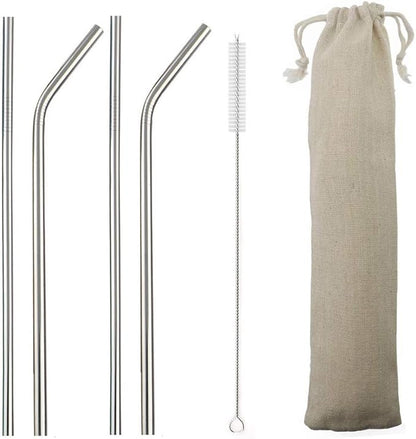 Gugrida Metal Straws Stainless Steel Straws 8.5" Drinking Straws Reusable 4 Set - Ultra Long Muti Color-Cleaning Brush for 20/30 Oz for Trail Tumblers Yeti RTIC SIC Ozark (2 Straight|2 Bent|1 Brush）