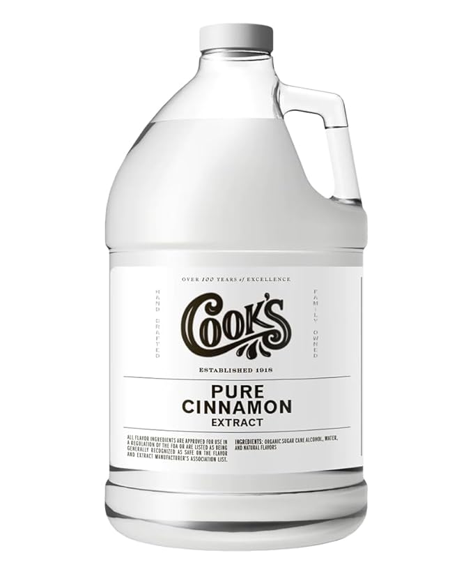 Cook's Pure Cinnamon Extract Made From Fine Ceylon Cinnamon, Premium All Natural Cinnamon Extract for Baking, Cooking, Beverages and Candies, 128 oz (1 Gallon)