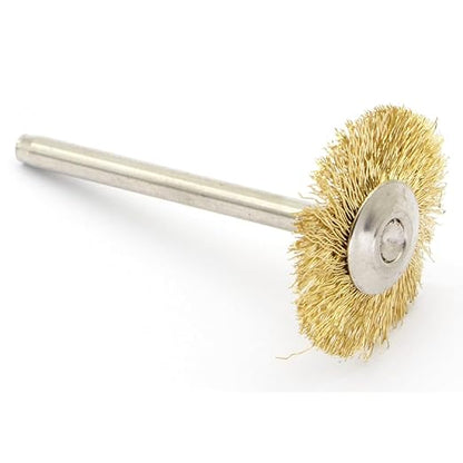 20PCS T-shaped Brass Wire Brushes - Metal Rust Removal, Cleaning, and Polishing - 22mm Diameter, 1/8″ (3mm) Shaft - Removes Burrs and Oxide Layer - Handles Rough Surfaces - Rotary Tool Accessories