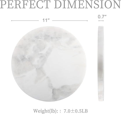 Koville African Natural Marble Cutting Board for Kitchen, 11inch Round Hand Crafted Marble Slab for Cheese, Charcuterie, Pastry Board - Wedding Gift, House Warming Gift(OYSTER WHITE)