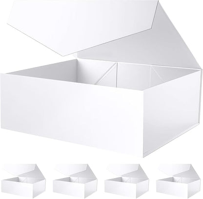 19.2x15.8x7 Inches, 5 Extra Large Gift Boxes with Lids, Groomsmen Proposal Boxes with Magnetic Closure, Bridesmaid Proposal Boxes, Giant Gift Boxes for Clothes and Large Gifts (Glossy White)