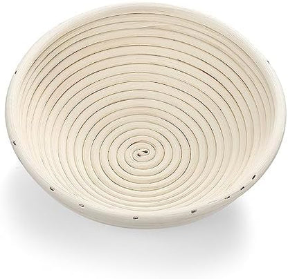 Saint Germain Bakery Premium Round Bread Banneton Basket with Liner - Perfect Brotform Proofing Basket for Making Beautiful Bread (9 inch)