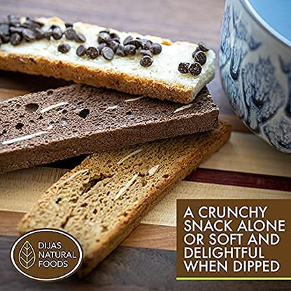 DIJAS Natural Foods, Crunchy Fat Free Biscotti Cookie, Variety Pack, All Natural Preservative Free Ingredients, Delicious Low Calorie Snack (4 Pack, Fruit Variety)