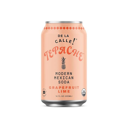 De La Calle Tepache - Grapefruit Lime - Modern Mexican Soda - Craft Fermented Pineapple Sparkling Beverage - Certified Organic, Antioxidant Rich, Non-Alcoholic, Healthy Soda, Low Sugar, Low Calorie, Non-GMO