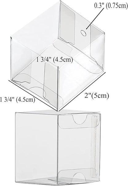 RomanticBaking 100 Pack 1 3/4" x 1 3/4" x 2" individul Single Cake Pop Box With Hole Small Gift Boxes Mini Plastic Boxes Treat Boxes Candy Boxes