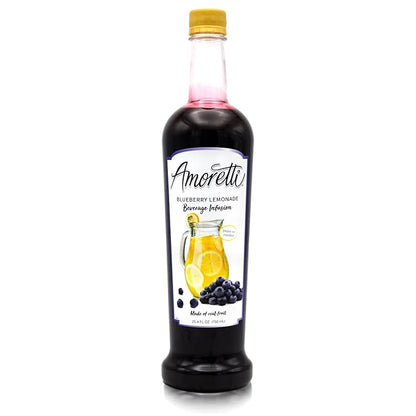 Amoretti - Blueberry Lemonade Beverage Infusion Drink Mix & Water Enhancer with Pump for Flavoring Cocktails, Waters, Teas, and other Beverages, 94 Servings Per Bottle (750 ml), Preservative Free