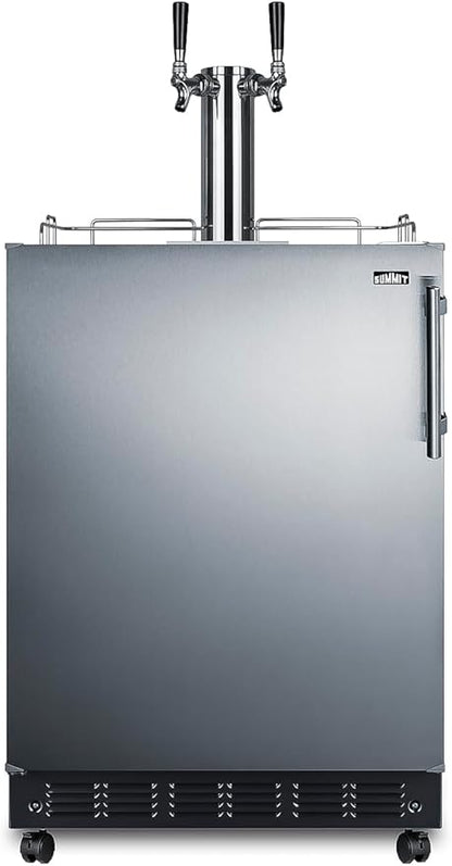 Summit Appliance 24" Wide Wine Kegerator/Refrigerator Combo, Black Interior, Caster Wheels, Residential/Commercial Use (LHD, Wine)
