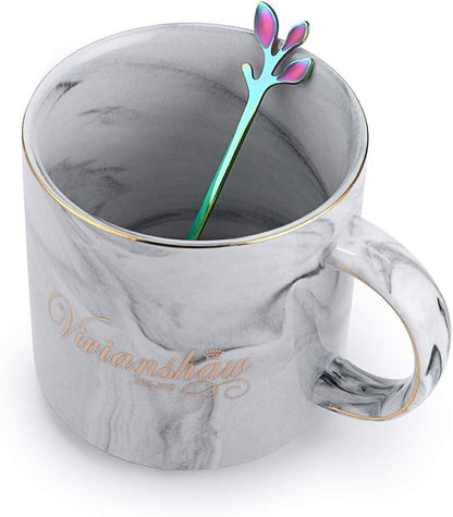 AnSaw Elegant Rainbow Leaf Coffee Spoons - 10-Piece, 4.7" Mini Stainless Steel Espresso & Dessert Tea Spoons, Perfect for Demitasse & Small Servings