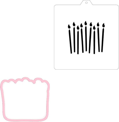 Birthday Candle Cookie cutter and stencil set Baking stencils and cutters bundle DIY bakery decorating kit Cookie cutter with stencils Icing stencil BIRTHDAY CANDLES CUTTER/STENCIL)