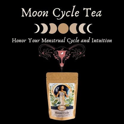 Organic Moon Cycle Herbal Tea for Period Support, Herbal Supplement to Bring Hormonal Harmony to Your Feminine Cycle with Mugwort, Red Raspberry Leaf, Chamomile, 3 oz Bag