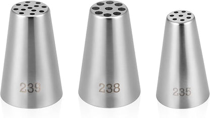 3 Pcs Grass Piping Tips, Stainless Steel DIY Piping Icing Nozzle Tool for Cake Decorating Frosting Grass, Hair, Fur on Cupcakes, Cookies, Desserts