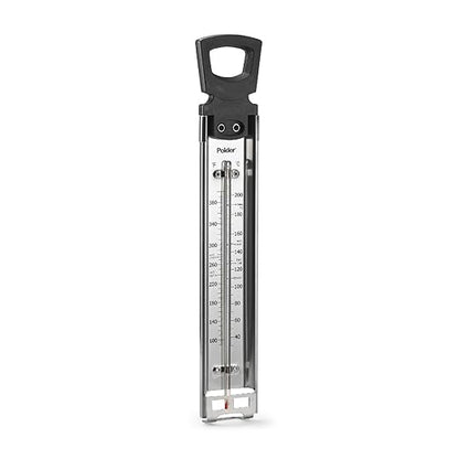 Polder Candy Thermometer, Stainless Steel Cooking Thermometer with Pot Clip, for Jam, Syrup, Jelly, Yogurt, and Deep Fry, 12"