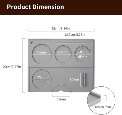 Espresso Tamping Mat - Espresso Tamping Station Food Grade Silicone Coffee Tamper Mat Espresso Accessory for Baristas Home Kitchen Bar Coffee Shop 9.84Inch x 7.87Inch (Grey)