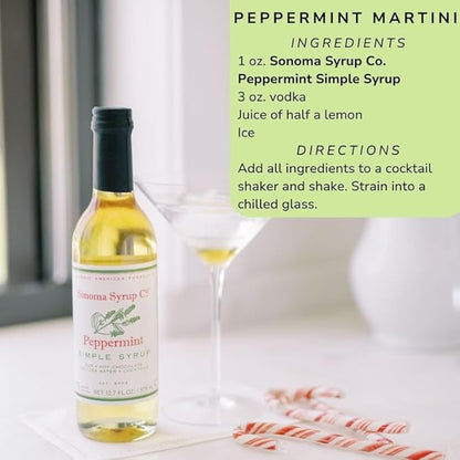 Sonoma Syrup Co. Peppermint Infused Simple Syrup 12.7 fl oz | for Coffee, Cocktails, and Cooking | Hand Crafted in the USA