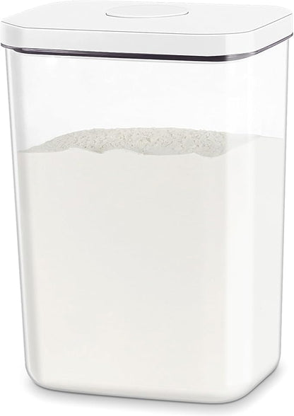 Airtight Flour Rice Storage Container with Pop-up Lid - 6 Qt | 11 Lbs Crystal-Clear Plastic Bread Container, Tall and Slim Storage Bin Fit for Kitchen Pantry Organization