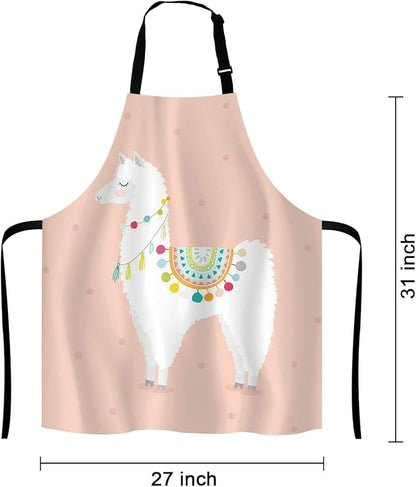 Cute llama Apron for Women and Men, Adjustable Kitchen Chef Apron for Cooking Baking - Cute Birthday, Anniversary, Mother's Day Apron Presents for Mom Wife Girlfriend Aunt Grandma