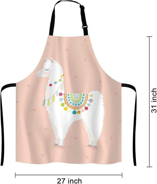 Cute llama Apron for Women and Men, Adjustable Kitchen Chef Apron for Cooking Baking - Cute Birthday, Anniversary, Mother's Day Apron Presents for Mom Wife Girlfriend Aunt Grandma