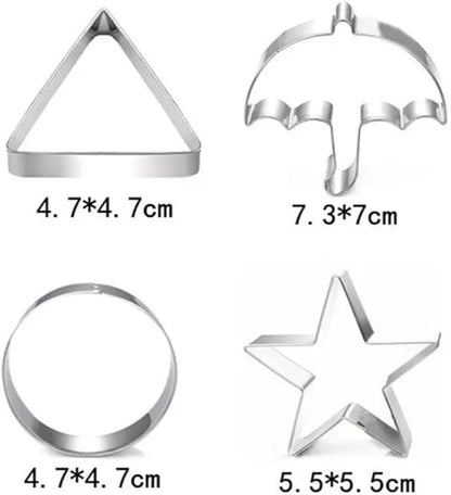 Korean Dalgona Cookie Cutter - Stainless Steel Cookie Cutters Biscuit Molds, Chocolate Molds, Umbrella Star Triangle Circle Cookie Cutter - Sugar Biscuit Kit for Family And Party Game 6PC Set