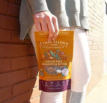 Lark Ellen Farm Grain-Free Granola, Certified Organic Raw Sprouted Vegan Clusters, Paleo & Crunchy Gluten-Free Bites for Cereal or Yogurt, Pumpkin Fig 8 oz, 6 Pack