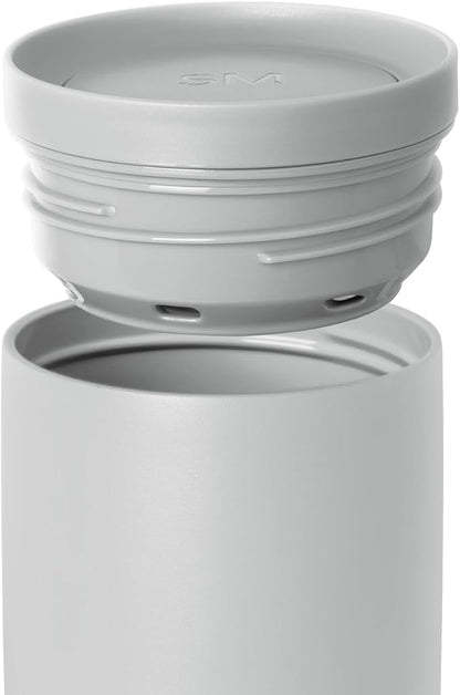 Simple Modern Travel Coffee Mug Tumbler with 360° Lid | Ceramic-Lined Insulated Stainless Steel Cold Brew Iced Coffee Cup Thermos | Gifts for Women Men Her Him | Voyager Signature | 12oz | Ice Gray