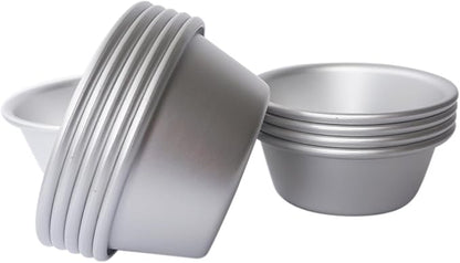 Aluminum Alloy Tart Pan, 3 Inch Cute Flan Mold, 10 Pieces Egg Tart Molds for Baking Pastel de Nata, Pie, Tartlet, Popover - Silver Tin