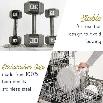 Ultra Cuisine Stainless Steel Jelly Roll Sheet Cooling Rack Set & Aluminum Baking Pan Set - Professional Quality, Fits Jelly Roll Sheet Pans - Cookie Sheet for Baking - 10"x14.75" Rack, 16"x11" Pan