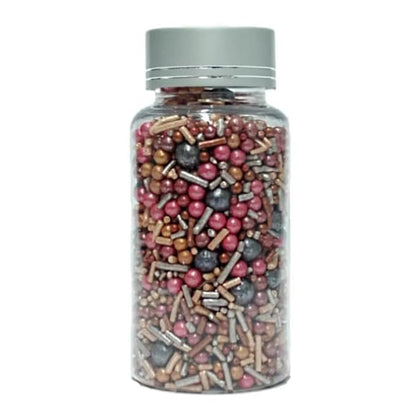 Confect Fusion Sprinkle Mix – Pink & Silver Sprinkles with Metallic Sugar Pearls – Edible Cake Decorations for Cupcakes, Cookies & Desserts – Baking Toppings | Vegan, Gluten-Free, Soy-Free, Dairy-Free, Palm Oil-Free – 4.2 Oz