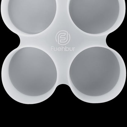 【300+ Design Optional】 Fuehbur 4 inch 4-Circles Car Freshie Mold, Four-Circle Round in 4 Cavity Silicone Soap Resin Molds, Super-Large Mould