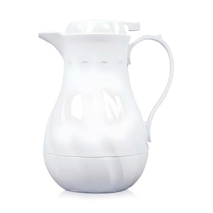 OCS Parts Easy Pour Thermal Coffee Carafe | 8-Inch Insulated Hot and Cold Beverage Pitcher Server for Coffee, Tea, Hot Chocolate and Water with Colored Tags for Easy Idenfication | 20-Ounce | White