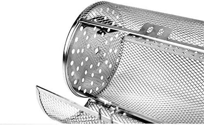 Falytemow 12 x 18 cm Stainless Steel Rotisserie Grill Roaster Drum Oven Basket Oven Roast Baking Rotary for Peanut Dried Nut Coffee Beans BBQ