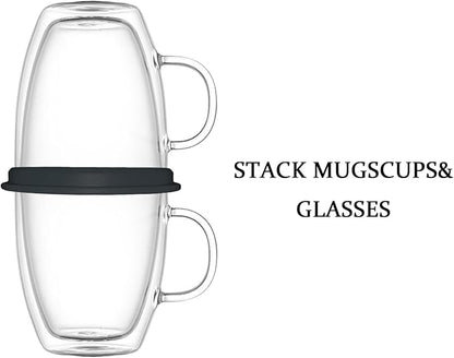 Coffee Mug Organizers and Storage (6Pack), Adjustable Mug Organizer for Kitchen Cabinet Shelf, Cup Stacker Holder for Tea Cup, Coffee Mug, Glassware, Save Space for Cupboard