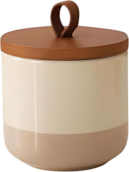 Coffee Canister, Ceramic Food Storage Jars with Lids Salt Matcha Container Brown Sugar Container Bowl for Kitchen Tea, Coffee Beans, Spice (#001Khaki-9oz/260ml)