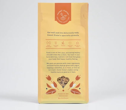 Sweet Diane’s Granola – Standard Size (12 oz): Organic, Low-Sugar, High-Fiber, Gluten-Free, Vegan, Delicious Breakfast and Snack Topper (Classic Size, Orange Cranberry)